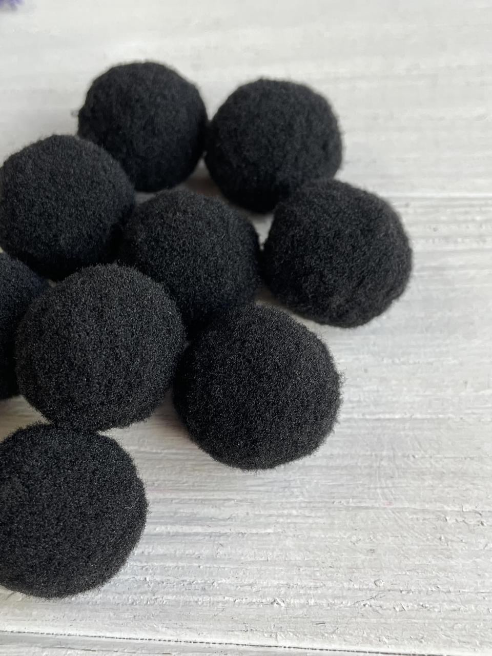 Помпони " Оксамитові 2.5 см", чорні 250 шт