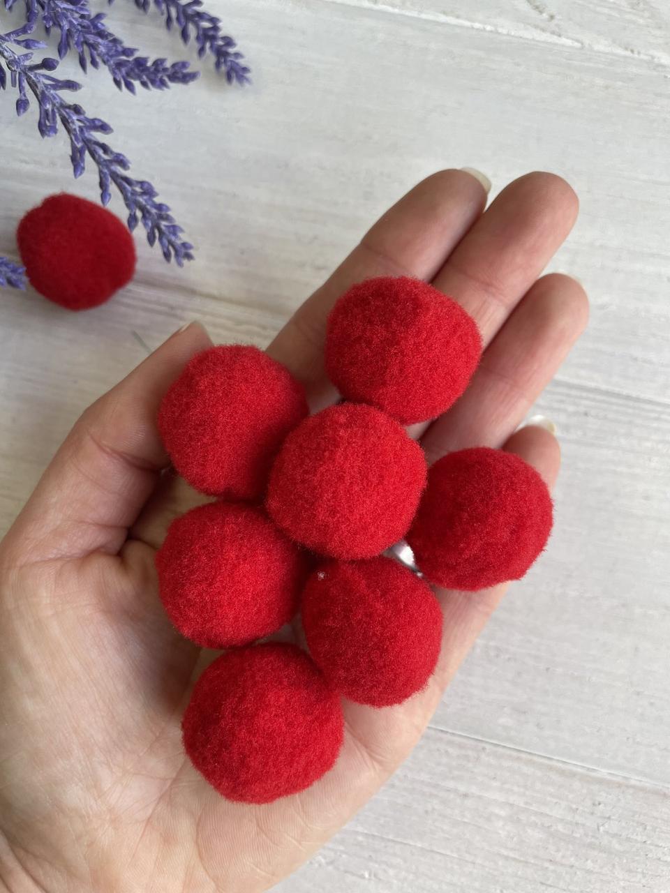Помпони " Оксамитові 2.5 см", червоні 250 шт