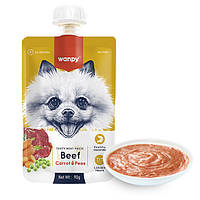 Жидкий корм для собак Wanpy Beef Carrot & Pea крем-суп говядина с морковью, дой-пак 90г (RA-64)