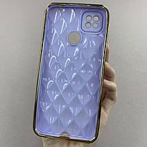 Чохол для Xiaomi Redmi 9C золотий чохол з ромбіками із захистом камери на телефон сяомі редмі 9с бузковий w0u, фото 3