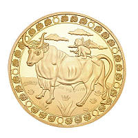 Позолочена сувенірна монета "Знак зодіаку - Телець"