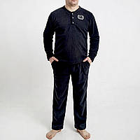Домашний мужской теплый костюм флисовый 402, Черный, XL