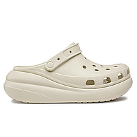 Crocs Classic Crush Bone Clog Original женские, Кроксы на платформе бежевые оригинал с коробкой