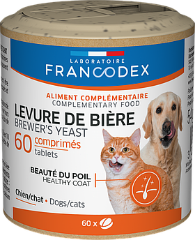 FRANCODEX BREWER YEAST DOG CAT 60TAB, Лаборатуар Франкодек пивні дріжджі для кішок і собак, 60 таб.