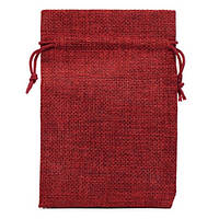 Подарочный мешочек джутовый 13 x 18 см красный