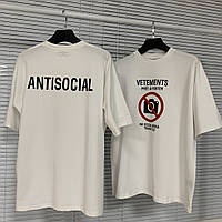 Футболка белая черная Витиментс VETEMENTS SHOP NO SOCIAL MEDIA мужская женская