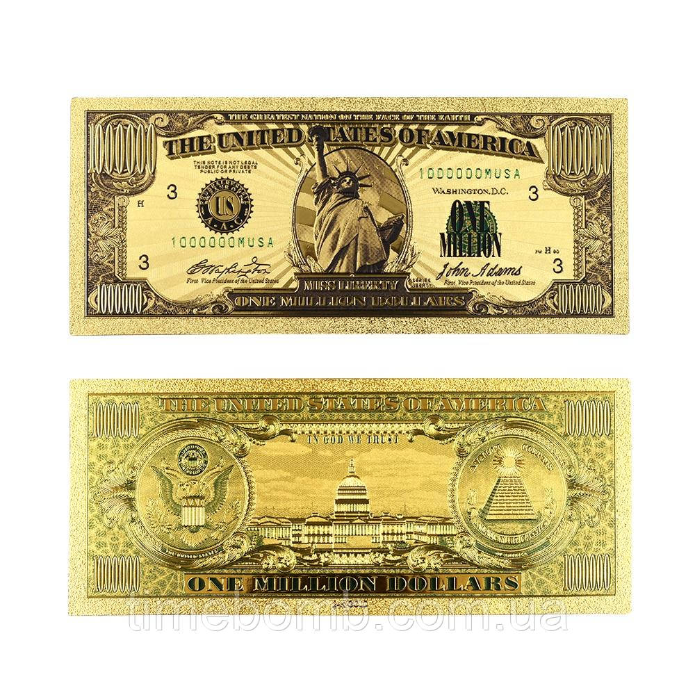 Позолочена сувенірна банкнота 1 Мільйон Доларів