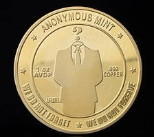 Позолочена сувенірна монета "Bitcoin Anonymous mint"