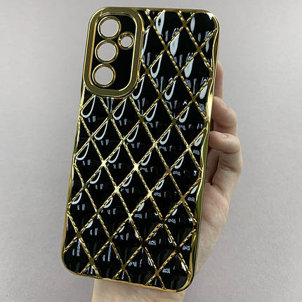 Чохол для Samsung Galaxy A24 4G золотий чохол з ромбіками із захистом камери на самсунг а24 4г чорний w0u, фото 1
