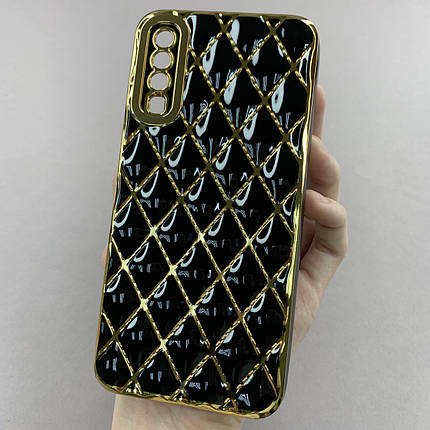 Чохол для Samsung Galaxy A50 золотий чохол з ромбіками із захистом камери на телефон самсунг а50 чорний w0u, фото 1