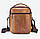 Чоловіча шкіряна сумка через плече барсетка Laoshizi Luosen 085 світло коричнева, фото 3