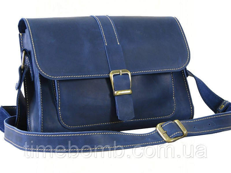 Синя шкіряна жіноча сумка 2306