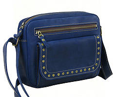 Синя шкіряна міська жіноча сумка 2316