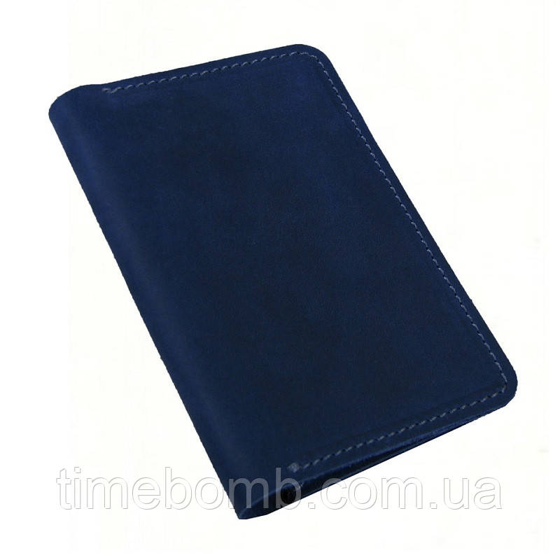 Шкіряна обкладинка для паспорта синя 2555
