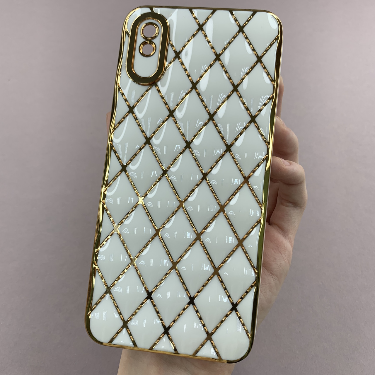 Чохол для Xiaomi Redmi 9A золотий чохол з ромбіками із захистом камери на телефон сяомі редмі 9а білий w0u