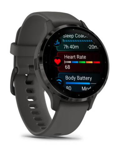 Смарт-годинник Garmin Venu 3S Slate stainless steel bezel with pebble grey case and silicone band, фото 1
