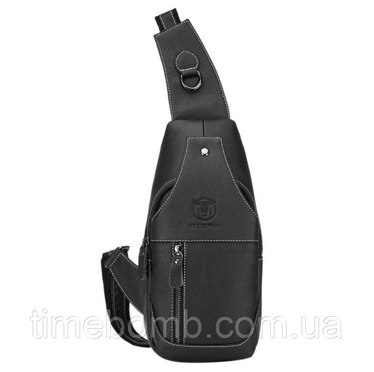 Чоловічий шкіряний рюкзак однолямковий BullCaptain Classic 064-B чорний