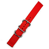 Червоний нейлоновий ремінець для годинника зі сталевою пряжкою 20 мм