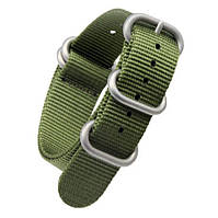 Зелений нейлоновий ремінець ЗУЛУ для годинника зі сталевою пряжкою 20 мм