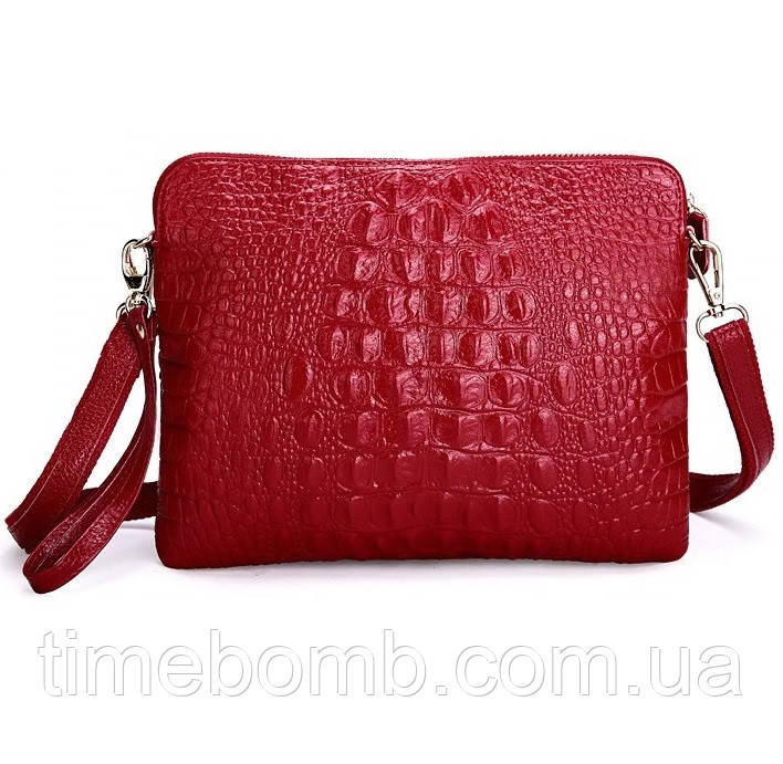 Жіноча шкіряна сумка Bossir Croсodile 289-R червона