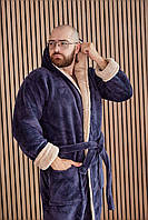 Халат Мужской махровый длинный TOMIKO ГРАФИТ/КАПУЧИНО 4002