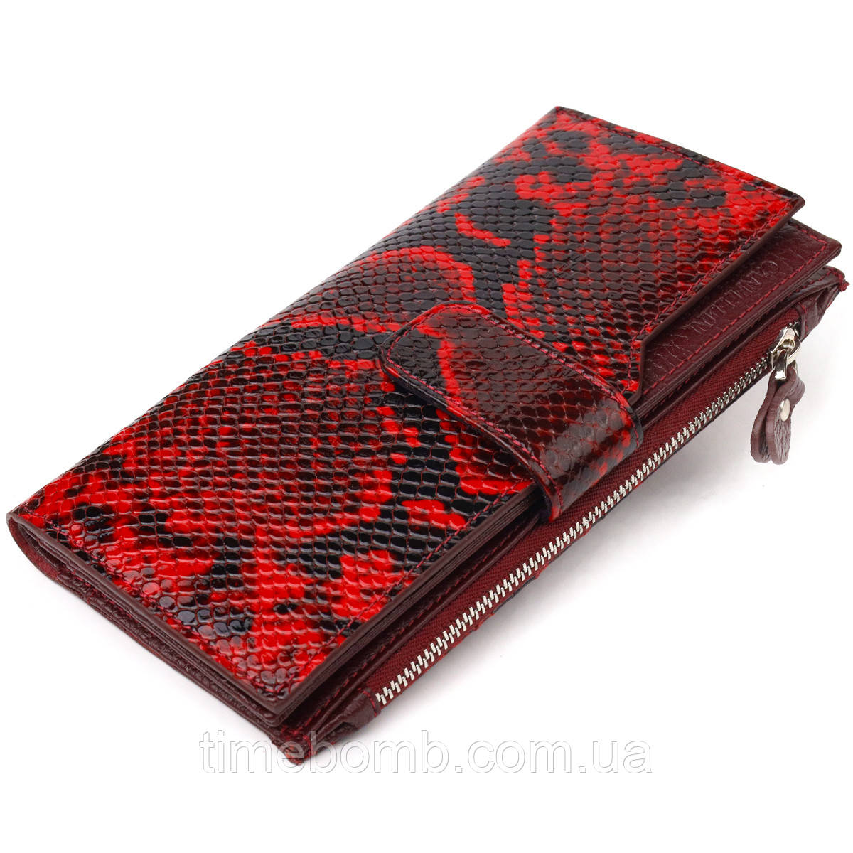Незвичайний жіночий гаманець із натуральної шкіри з тисненням під змію CANPELLINI 21647 Різнобарвний