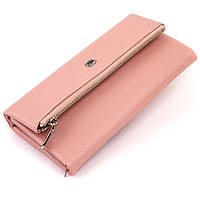 Клатч-конверт із кишенею для мобільного шкіряний жіночий ST Leather 19271 Рожевий