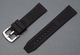 Силіконовий ремінець Diver Perforation для наручного годинника 22 мм чорний