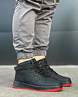Мужские зимние черные высокие кроссовки на каждый день 41-45р подошва полиуретан, черные ботинки парню на зиму