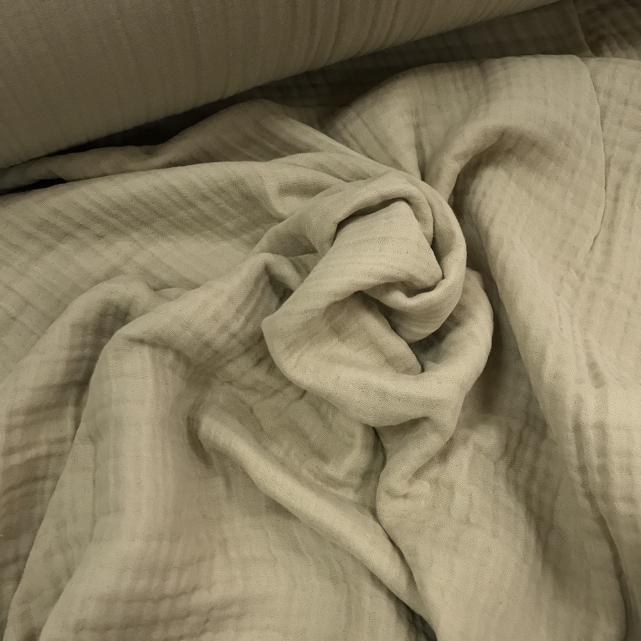 ВІДРЕЗ (3*1,35) Тканина муслін жатий двошаровий, світло-пісочний (шир. 1,35м) (MS-JAT-2-0055), фото 1