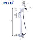 Змішувач для ванни підлоговий окремішній Gappo G3007-8 квадратний білий хром, фото 9