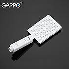 Змішувач для ванни підлоговий окремішній Gappo G3007-8 квадратний білий хром, фото 6