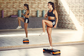 Степ платформа PowerPlay дворівнева дошка балансувальна тренажер для дому схуднення аеробіки фітнесу