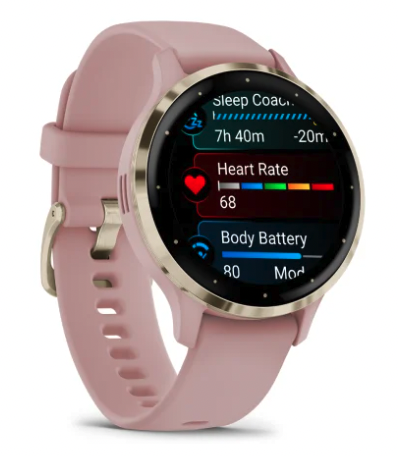 Смарт-годинник Garmin Venu 3S Soft gold stainless steel bezel with dust rose case and silicone band, фото 1