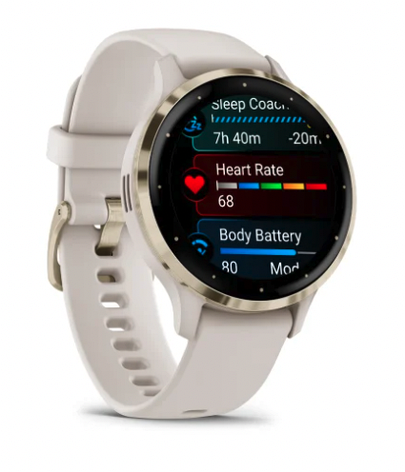 Смарт-годинник Garmin Venu 3S Soft gold stainless steel bezel with ivory case and silicone band, фото 1