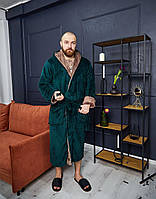 Халат Мужской махровый длинный ЗЕЛЁНЫЙ ТОМІКО L-3XL 4002