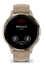 Смарт-годинник Garmin Venu 3S Soft gold stainless steel bezel with French grey case and leather band, фото 3