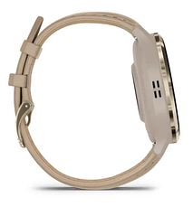 Смарт-годинник Garmin Venu 3S Soft gold stainless steel bezel with French grey case and leather band, фото 6