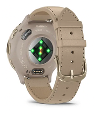 Смарт-годинник Garmin Venu 3S Soft gold stainless steel bezel with French grey case and leather band, фото 5