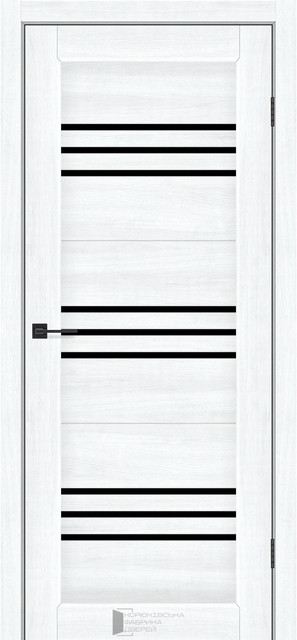 Двері міжкімнатні КФД/ KFD TRIO Альба біла з чорним склом