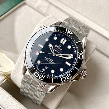 Omega Seamaster Professional Silver Black AAA — чоловічий наручний годинник механічний з автопідзаводом