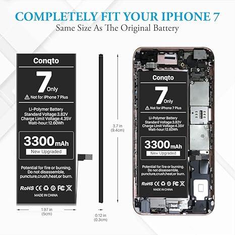Обновленный аккумулятор Conqto для iPhone 7, 3300 мАч, 2023 г., новая версия, увеличенная емкость, 0 циклов, - фото 3 - id-p2010357801