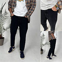 Черные мужские джинсы МОМ турецкие, Стильные молодежные джинсы черного цвета на весну осень (бойфренд)
