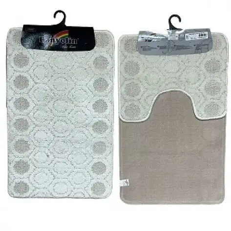Набір білих килимків у ванну і туалет CLASSIC 60*100/50*60см Cream 154 Banyolin, фото 1