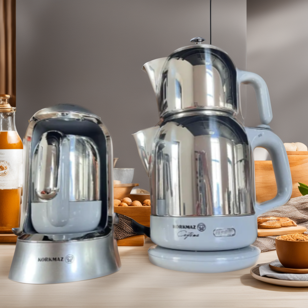 Набір кухонної техніки, Електрокавоварка Korkmaz Automatic A 860-13 та чайник Korkmaz A331-10 Inox турецький