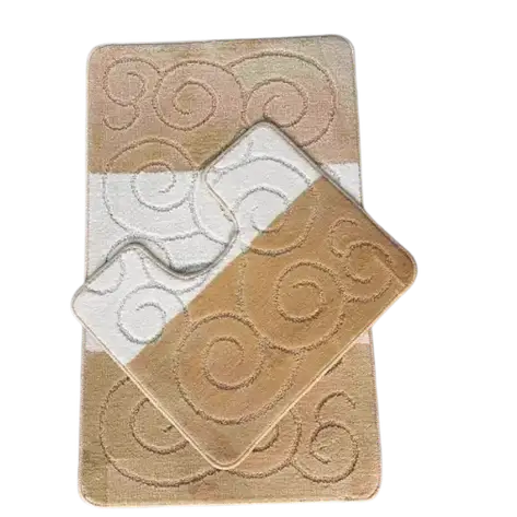 Набір бежевих килимків для ванної та туалетної кімнати CLASSIC 50*80см Beige Banyolin, фото 1