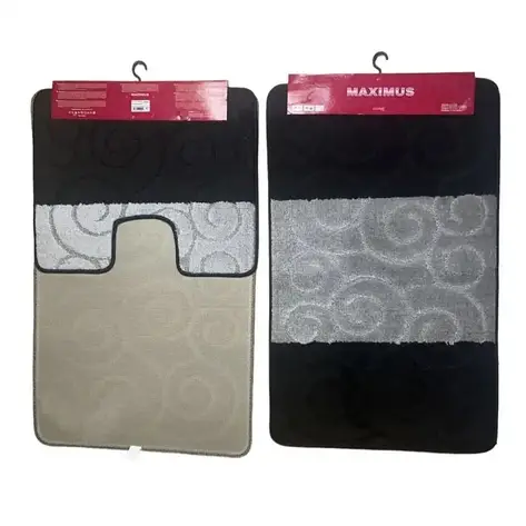 Набір чорно-сірих килимків для ванної та туалетної кімнати CLASSIC 50*80см Black Banyolin, фото 1