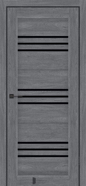 Двері міжкімнатні КФД/KFD TRIO Бук графіт — Чорне скло, фото 1