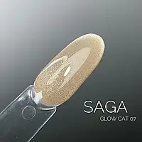 Гель лаки Кошачий глаз Saga Professional GLOW CAT 007 светлый холодный беж 9 мл