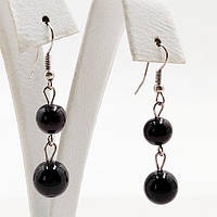 Сережки Чорний Агат Кулька